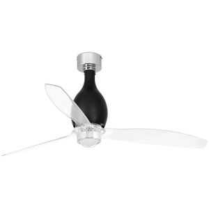 FARO BARCELONA Faro mini eterfan led Shiny Black, Transparent Ceiling Fan with dc Motor, 3000K