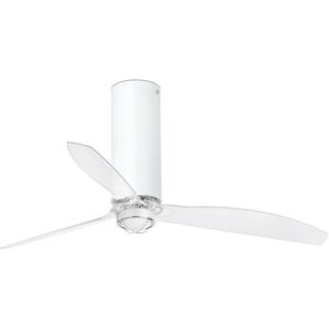 FARO BARCELONA Faro tube - led Shiny White, Transparent Ceiling Fan with dc Motor, 3000K