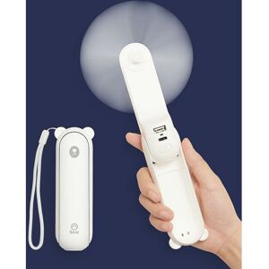 Langray - Handheld Fan with 4800mAh Power Bank, Max Battery Life 46 Hours, Battery Operated Handheld Fan, 3 Speeds- White