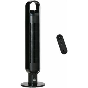 Homcom - Freestanding Anion Tower Fan Cooling for Home Bedroom w/ Oscillating, rc Black - Black