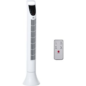 Homcom - led 36 Inch Tower Fan 70° Oscillation 3 Speed Remote Controller White - White