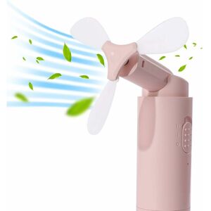 Langray - Foldable Mini Fan, Rechargeable Hand Fan, Mini Fan Rechargeable Battery Small Fan with Power Bank for Office, Home, Travel and Camping, Pink