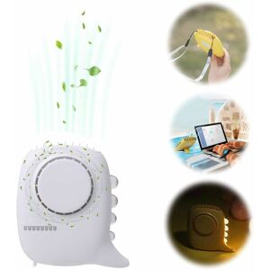 Mini Dinosaur Night Light Fan Mini Fan, Three Adjustable Modes with Power Cord and usb Charging Fan, One Fan Suitable for Travel (White) - Langray