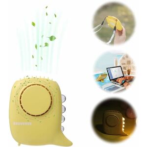 Mini Dinosaur Night Light Fan Mini Fan, Three Adjustable Modes with Power Cord and usb Charging Fan, One Fan Suitable for Travel (Yellow) - Langray