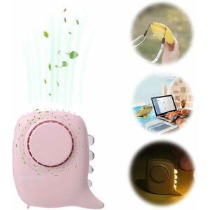 LANGRAY Mini Dinosaur Night Light Fan Mini Fan With Three Adjustable Modes With Power Cord And Usb Charging Fan One Fan Suitable For Outdoor Travel (Pink)