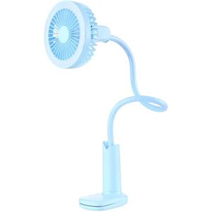 Langray - Mini Shower Shaped Handheld Fan usb Folding led Desk Lamp Two-Speed Lighting Function Multi-angle Adjusting Fan Clip (Blue)