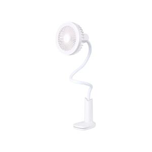 Mini Shower Shaped Handheld Fan usb Folding led Desk Lamp Two-Speed Lighting Function Multi-angle Adjusting Fan Clip (White) - Langray