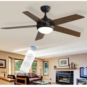 Livingandhome - Living and Home Rustic Wooden 5-Blade led Ceiling Fan with Remote for Living Roo