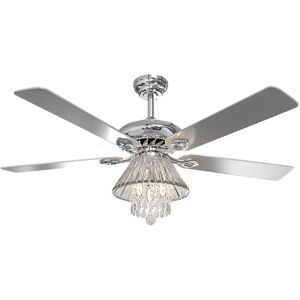 LIVINGANDHOME 52 Inch Modern 5 Wood Blade Ceiling Fan Chandelier