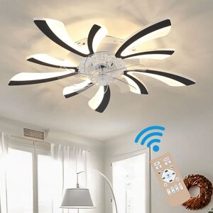 Livingandhome - Black Creative Ceiling Fan with led Stepless Dimming Light