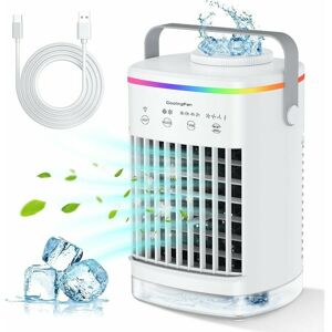 Alwaysh - Mini Mobile Air Conditioner for Bedroom, Mobile Mini Air Cooler Air Conditioner with Ice Tray, Usb Fan, Home and Office (White)