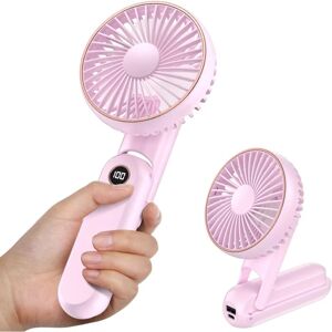 HÉLOISE Mini Portable usb Rechargeable Fan with 2500 mAh Stand and 5 Modes (Pink)