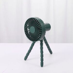 LANGRAY Mini Stroller Fan, Portable Fan with Flexible Tripod, USB or Battery Powered Personal Desk Fan, 3 Speeds, Baby Fan with LED Light (Green)