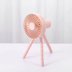 LANGRAY Mini Stroller Fan, Portable Fan with Flexible Tripod, usb or Battery Powered Personal Desk Fan, 3 Speeds, Baby Fan with led Light (Rose)
