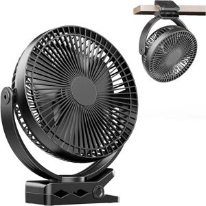 HÉLOISE Mini usb Clip Fan 8 Inch with 10000 mAh Battery, Portable Small Desk Fan, 4 Speeds, 360° Double Rotation, with usb Cable, Suitable for Families,