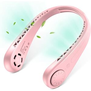 Héloise - Hands-Free Bladeless Neck Fan Lightweight, Quiet Rechargeable Bladeless Fan 3 Speeds, 360° Adjustable for Camping Office Desk Pink