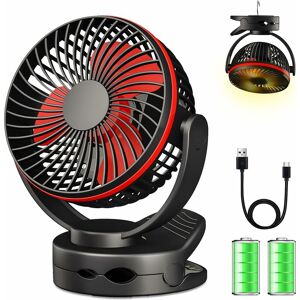 Norcks - Black Clip on Fan, Battery Operated Mini Desk Fan, 4 Speed Ultra Quiet Portable Stroller Fan, 3600mAh usb Rechargeable Hanging Fan - Black