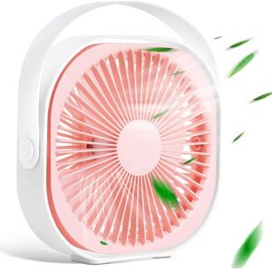 Desk Fan, 6 Inch 4000mAh Foldable Desk Fan usb Portable Fan USB-Powered Quiet Fan Tabletop Fans for Home Office, Pink - Pink - Norcks