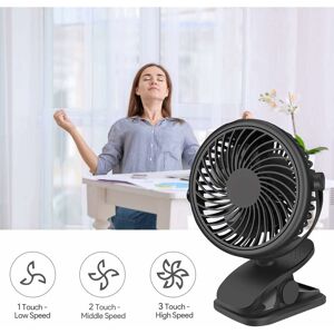 Norcks - Mini Clip Fan, Usb Clip on Desk Fan with 360° Rotation Portable Stroller Clip on Pram Fan Battery Powered 2800mAh Rechargeable for Buggy,