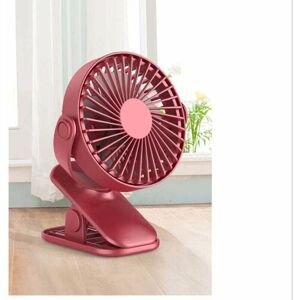 Mini Portable Usb Rechargeable Table Fan with Clip Adjustable 360 Degree Rotation-Red - Red - Norcks