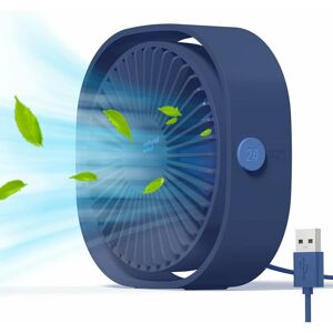 NORCKS Mini Usb Desk Fan Cooling quiet portable Blue USB Powered ONLY (No Battery), 3 Speed Setting 360° Adjustable Swivel for Home and Travel - Blue