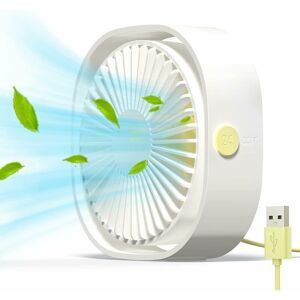 NORCKS USB Fan,White Portable Mini Fan Silent Fan Desk Fan 3 Speeds Adjustable USB Powered, for Home and Office - White