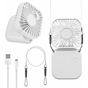 HÉLOISE Portable Mini usb Fan, Foldable Fan, 3 Speeds, 180° Foldable Mini Neck Fan, usb Rechargeable Sound Arm, for Office, Home, Hiking, Travel