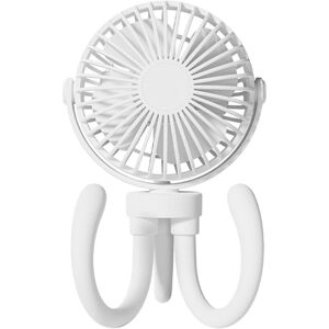 AOUGO Portable Rechargeable Stroller Desk Fan, 360° Rotation, Mini usb Fan, White