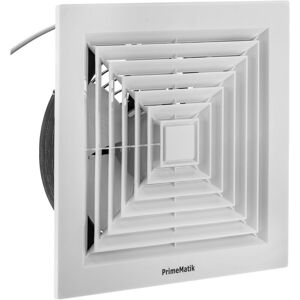 Primematik - Exhaust fan, Extractor fan, 275X275 mm, high suction power for ventilation of wc bathroom kitchen storage room garage