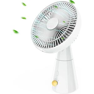 Aougo - Quiet Fan, 25cm Oscillating Table Fans, 4 Speed Wireless Fan, 3000mAh usb Rechargeable Battery Desk Fan for Bedroom, Table, Office (White)