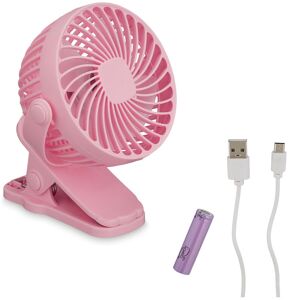 Small Clip Fan 3 Levels, Mini Cooler, Desk Ventilator, Adjustable, Office, Car, Travel, usb, Portable, Pink - Relaxdays