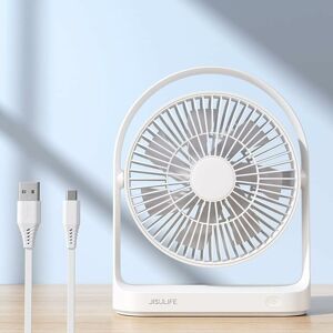 Rhafayre - Desk Fan, usb 4 Speed Personal Desk Fan, Quiet Operation Unique Design Portable Fan for Home Office, 330° Rotation-White