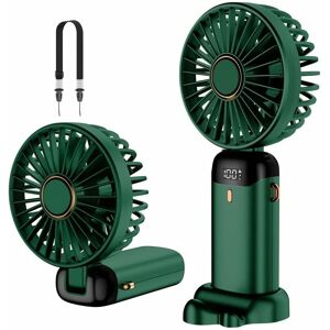 Rhafayre - Handheld Fan, Portable usb Rechargeable, 5 Speed Small Pocket Fan with Base, 4200mAh Battery Foldable Desk Fan for Office, Outdoor(Green)