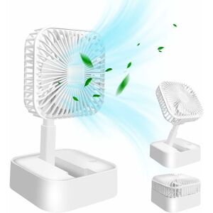 Usb Fan, Portable Mini Fan, Rechargeable Desk Fan, 1200mAh Rechargeable Battery, 3 Speeds, Quiet Pocket Fan for Home- White - Rhafayre