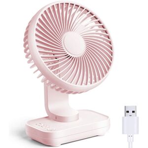 Xuigort - Small Desk Fan, Quiet Portable Fan, Rechargeable Battery Operated Personal Fan for Home Office Bedroom Desktop Table, 4 Speeds