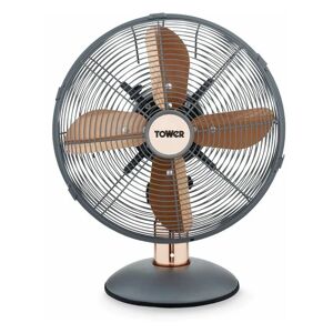 T611000G Cavaletto Metal Desk Fan with 3 Speed Settings, 12�, 35W, Grey and Rose Gold - Tower
