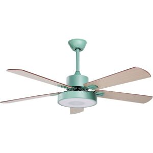 BELIANI Traditional Ceiling Fan Remote Control led Lighting Green with Light Wood Effect Hobble - Green