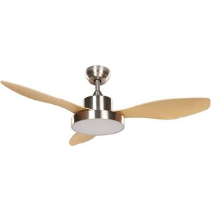 Beliani - Traditional Ceiling Fan Remote Control led Lighting Remote Control 6 Speed Options 3 Light Temperature Silver with Light Wood Banderas