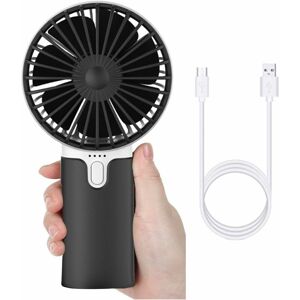 Usb Rechargeable Hand Fan, 5200mAh Battery Quiet Mini Fan with 3 Adjustable Speeds Portable Fan for Home, Office and Travel(Black) Denuotop