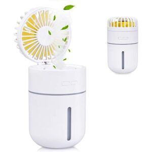 TINOR 400ml Mini Air Humidifier with Fan, usb Rechargeable Portable Fan Air Conditioner Purifier Super Mute Night Light 2 Cool Mist Mode, 7 Colors
