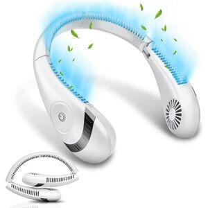 SJQKA Bladeless Personal Neck Fan, 5000mAh Rechargeable, Three Speeds, Portable, Quiet, for Home, Travel, Sports and Outdoors (White)