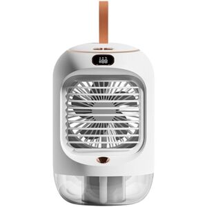 TLILY Electric Fan Rechargeable Portable Desktop Silent USB Cooling Mini Air Conditioners Home Humidifier,White