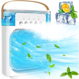 SJQKA Mini Portable Air Conditioner - 3 Speeds - 1/2/3h Timer - 360° Rotation - Small Personal Fan - USB - For Office & Home - White