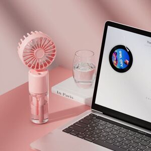 CYSLMUK Mini Portable Misting Fan, 800mAh Rechargeable USB Hand Fan, 4 Speeds, Foldable Quiet Pocket Fan for Outdoor, Travel, Pink