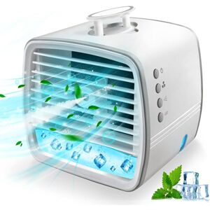 TINOR Portable Air Cooler 4-In-1 Mobile Air Conditioner, Air Cooling Fan and Humidifier, 7 Colors led Night Lights with 3 Fan Speeds Personal Evaporative