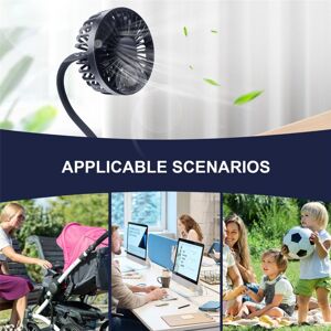 TLILY Portable Mini Clip Stroller Fan,3 Speeds Settings,Flexible Bendable Usb Rechargeable Battery Operated Quiet Desk Fan For