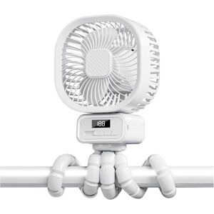 SJQKA Portable Stroller Fan, 5000mAh Rechargeable, with Clip, Detachable, 3 Speeds, Oscillating Rotation, Flexible Tripod, Desk Cooling for Car Seat, Crib,