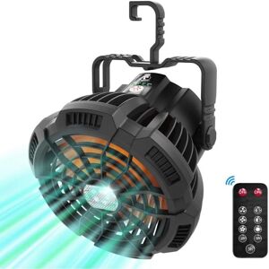 TINOR Quiet Portable Fan with Rechargeable Battery led Light, usb Camping Fan with Rotatable Hook, 3 Speed Setting Remote Control for Outdoor and Indoor