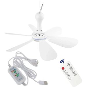 Tlily - Silent 6 Leaves usb Powered Ceiling Canopy Fan with Remote Control Timing 4 Speed Hanging for Camping Bed Dormitory