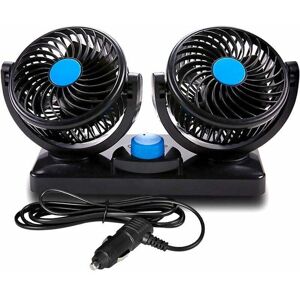 ZVD-12V Car Fan Dual Rotating Heads Quiet 360 Degree Rotatable 2 Speed Adjustable Dual Car Fan with Cigarette Lighter